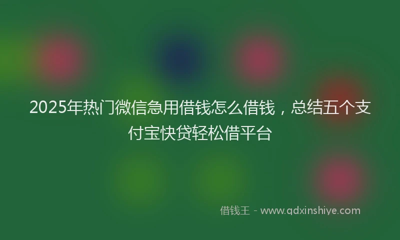 2025年热门微信急用借钱怎么借钱，总结五个支付宝快贷轻松借平台