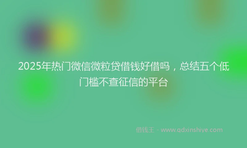2025年热门微信微粒贷借钱好借吗，总结五个低门槛不查征信的平台