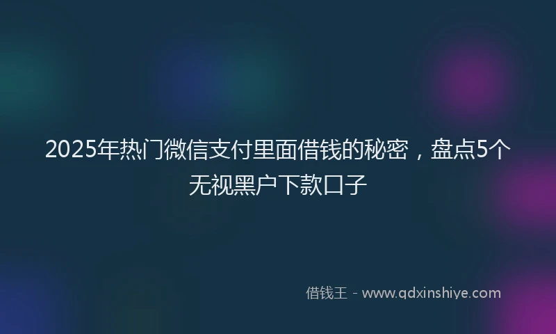 2025年热门微信支付里面借钱的秘密，盘点5个无视黑户下款口子