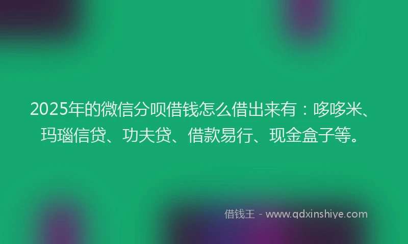 2025年的微信分呗借钱怎么借出来有：哆哆米、玛瑙信贷、功夫贷、借款易行、现金盒子等。