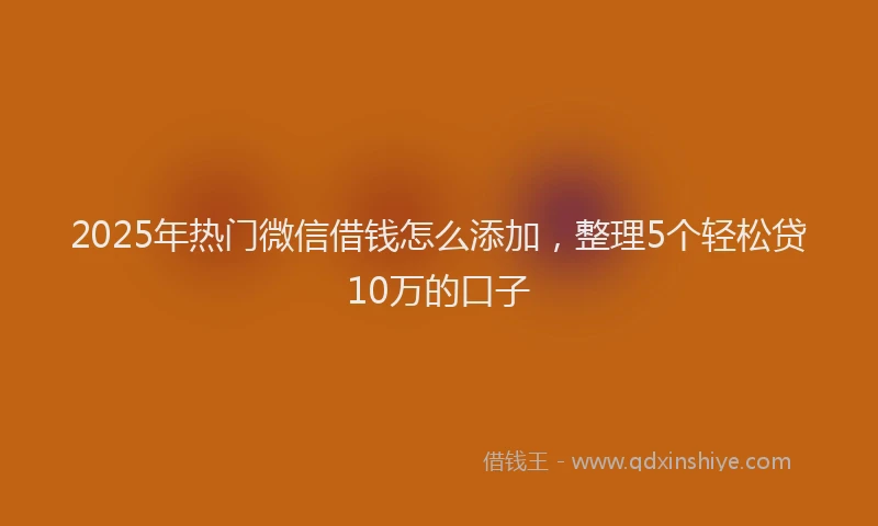 2025年热门微信借钱怎么添加，整理5个轻松贷10万的口子