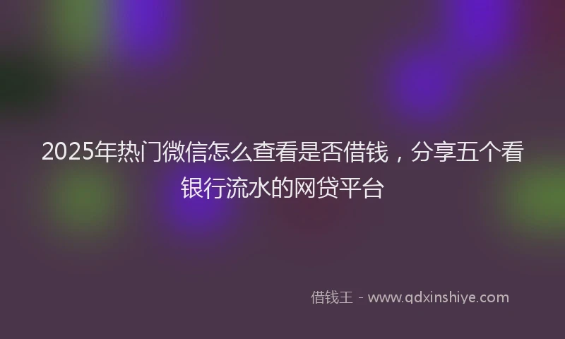 2025年热门微信怎么查看是否借钱，分享五个看银行流水的网贷平台