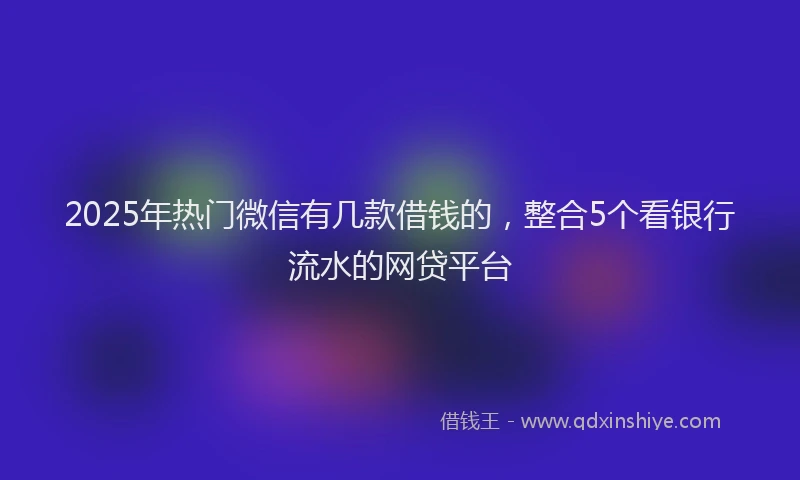 2025年热门微信有几款借钱的，整合5个看银行流水的网贷平台