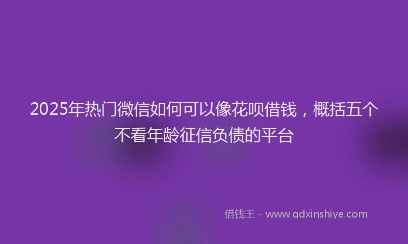2025年热门微信如何可以像花呗借钱，概括五个不看年龄征信负债的平台