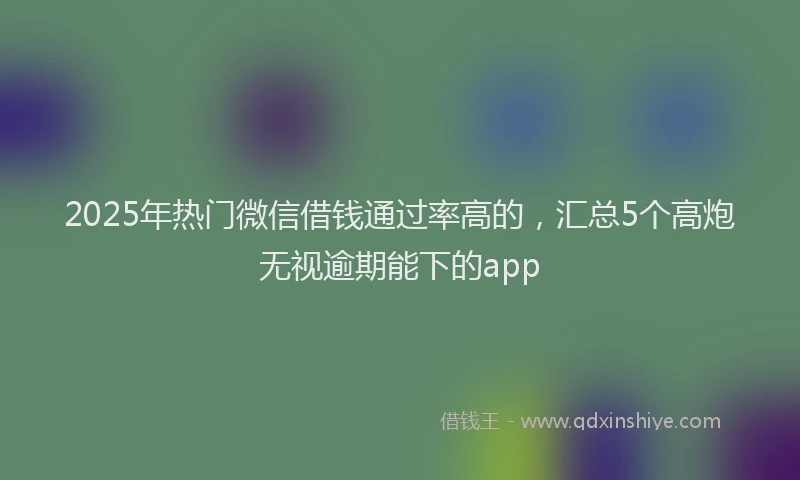 2025年热门微信借钱通过率高的，汇总5个高炮无视逾期能下的app