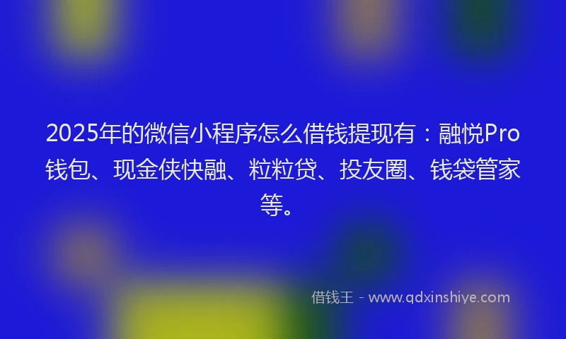 2025年的微信小程序怎么借钱提现有：融悦Pro钱包、现金侠快融、粒粒贷、投友圈、钱袋管家等。