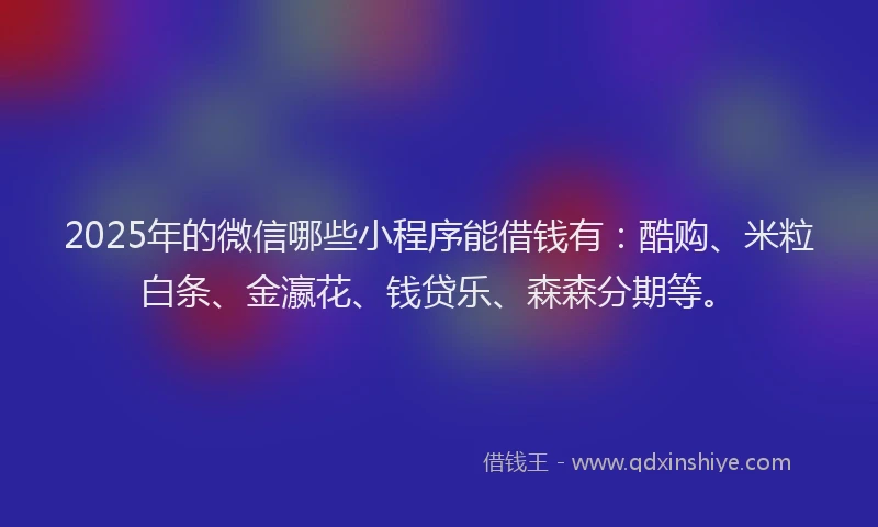 2025年的微信哪些小程序能借钱有：酷购、米粒白条、金瀛花、钱贷乐、森森分期等。