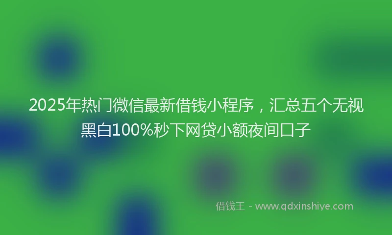2025年热门微信最新借钱小程序，汇总五个无视黑白100%秒下网贷小额夜间口子