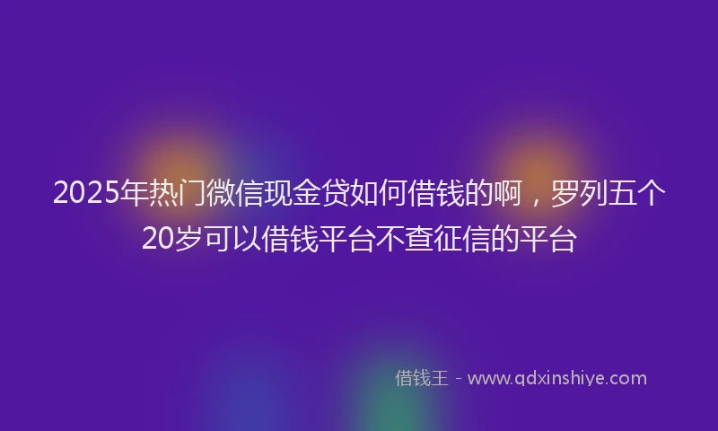 2025年热门微信现金贷如何借钱的啊，罗列五个20岁可以借钱平台不查征信的平台