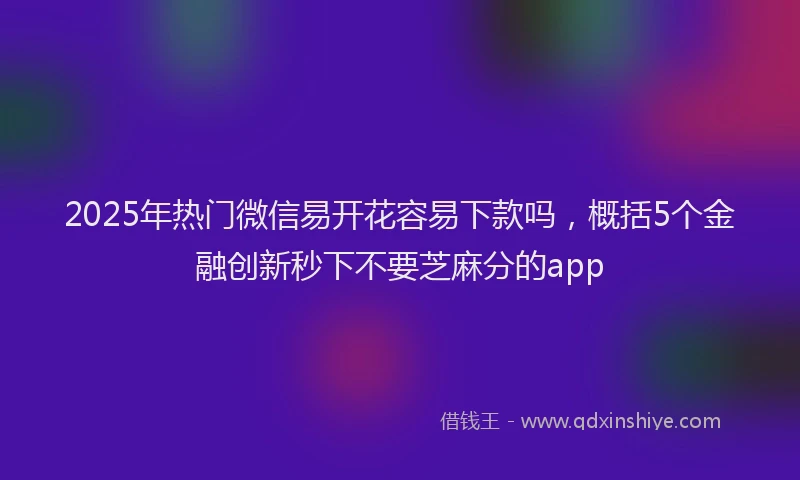 2025年热门微信易开花容易下款吗，概括5个金融创新秒下不要芝麻分的app