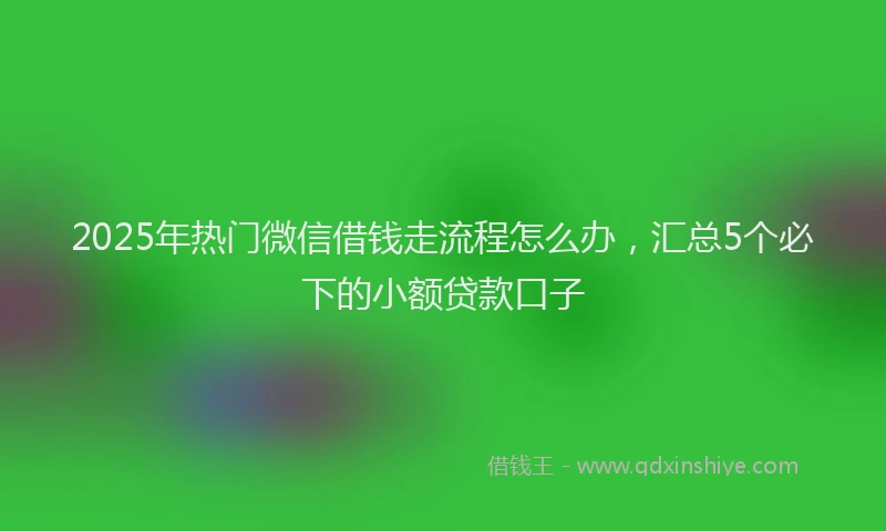 2025年热门微信借钱走流程怎么办，汇总5个必下的小额贷款口子