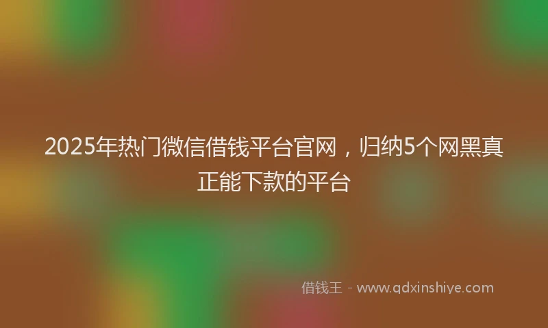 2025年热门微信借钱平台官网，归纳5个网黑真正能下款的平台