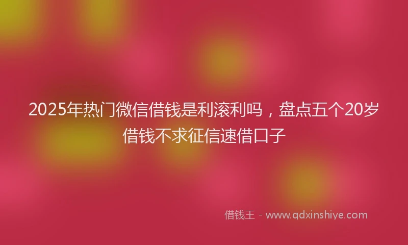 2025年热门微信借钱是利滚利吗，盘点五个20岁借钱不求征信速借口子