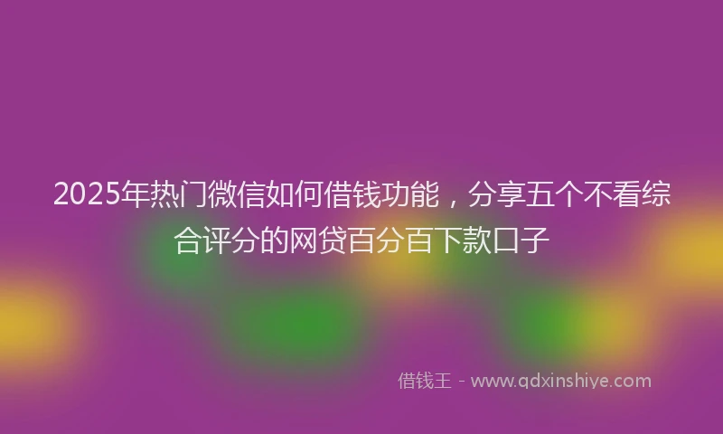 2025年热门微信如何借钱功能，分享五个不看综合评分的网贷百分百下款口子