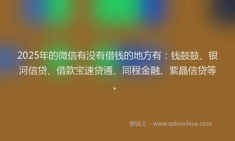 2025年的微信有没有借钱的地方有：钱鼓鼓、银河信贷、借款宝速贷通、同程金融、紫晶信贷等。