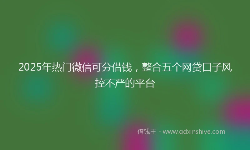 2025年热门微信可分借钱，整合五个网贷口子风控不严的平台