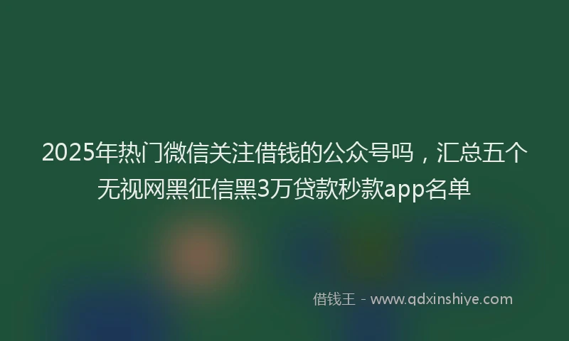 2025年热门微信关注借钱的公众号吗，汇总五个无视网黑征信黑3万贷款秒款app名单
