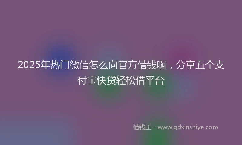 2025年热门微信怎么向官方借钱啊，分享五个支付宝快贷轻松借平台