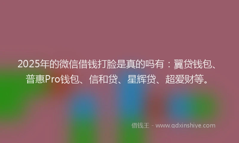2025年的微信借钱打脸是真的吗有：翼贷钱包、普惠Pro钱包、信和贷、星辉贷、超爱财等。