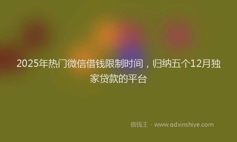 2025年热门微信借钱限制时间，归纳五个12月独家贷款的平台