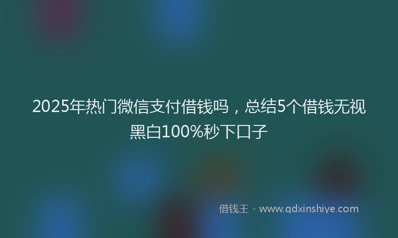 2025年热门微信支付借钱吗，总结5个借钱无视黑白100%秒下口子