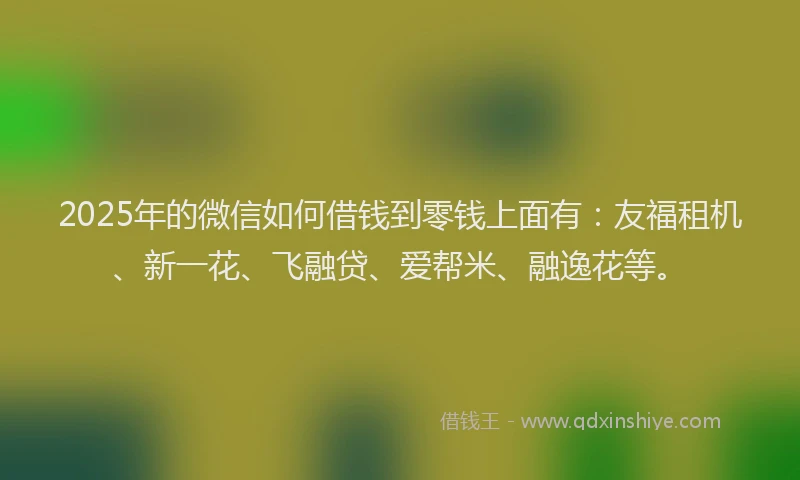 2025年的微信如何借钱到零钱上面有：友福租机、新一花、飞融贷、爱帮米、融逸花等。