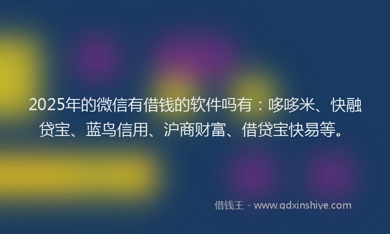 2025年的微信有借钱的软件吗有：哆哆米、快融贷宝、蓝鸟信用、沪商财富、借贷宝快易等。