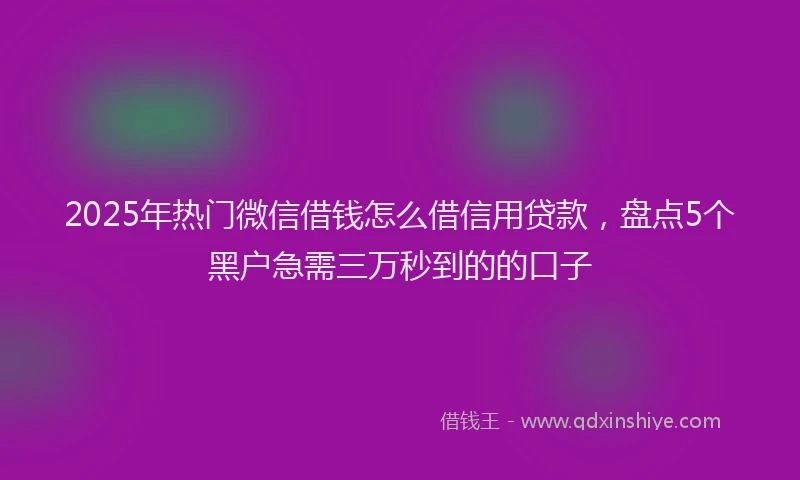 2025年热门微信借钱怎么借信用贷款，盘点5个黑户急需三万秒到的的口子