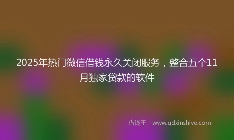 2025年热门微信借钱永久关闭服务，整合五个11月独家贷款的软件