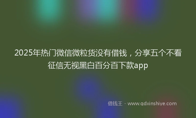 2025年热门微信微粒货没有借钱，分享五个不看征信无视黑白百分百下款app