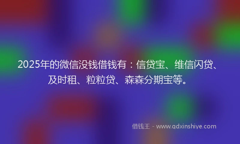 2025年的微信没钱借钱有：信贷宝、维信闪贷、及时租、粒粒贷、森森分期宝等。