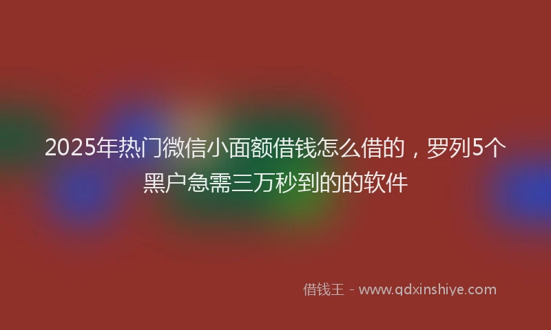 2025年热门微信小面额借钱怎么借的，罗列5个黑户急需三万秒到的的软件