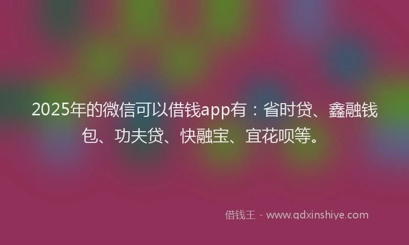 2025年的微信可以借钱app有：省时贷、鑫融钱包、功夫贷、快融宝、宜花呗等。