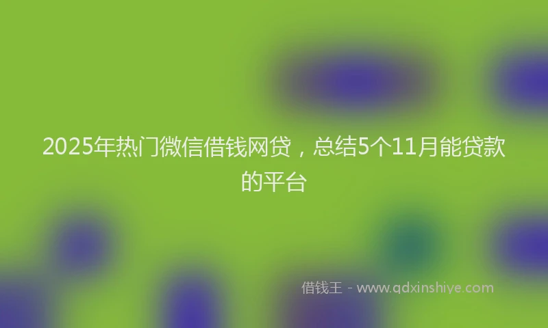 2025年热门微信借钱网贷，总结5个11月能贷款的平台