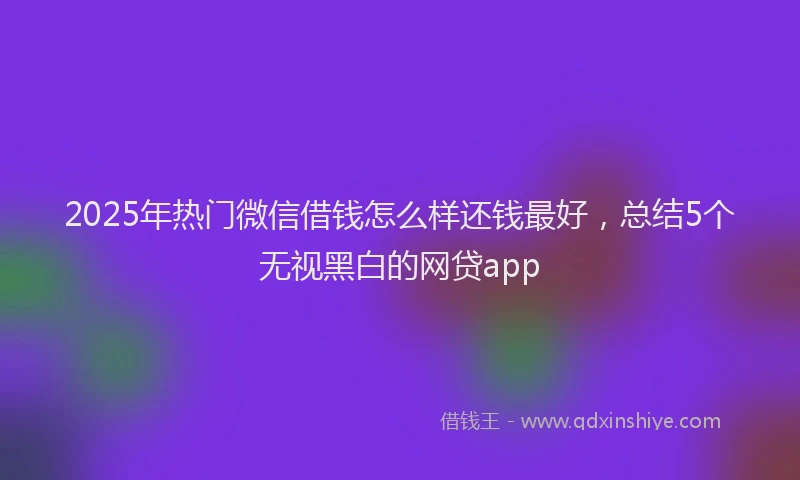 2025年热门微信借钱怎么样还钱最好，总结5个无视黑白的网贷app
