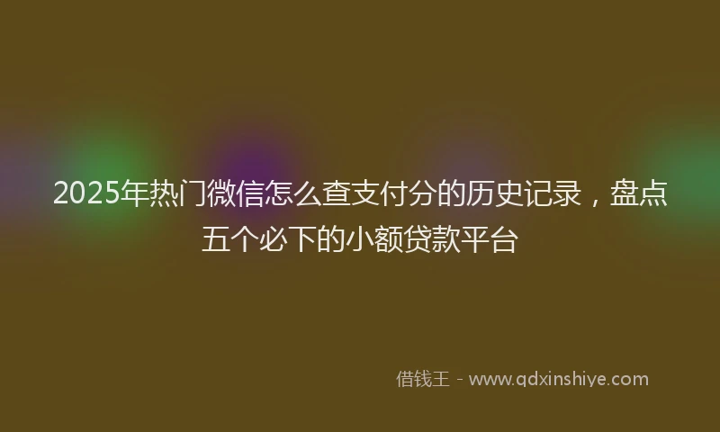 2025年热门微信怎么查支付分的历史记录，盘点五个必下的小额贷款平台