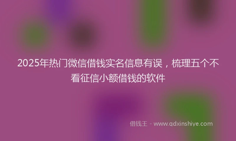 2025年热门微信借钱实名信息有误，梳理五个不看征信小额借钱的软件
