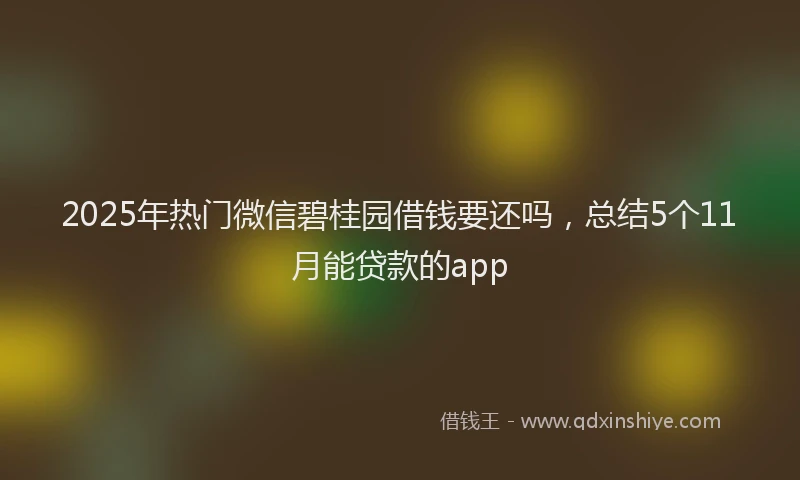 2025年热门微信碧桂园借钱要还吗，总结5个11月能贷款的app