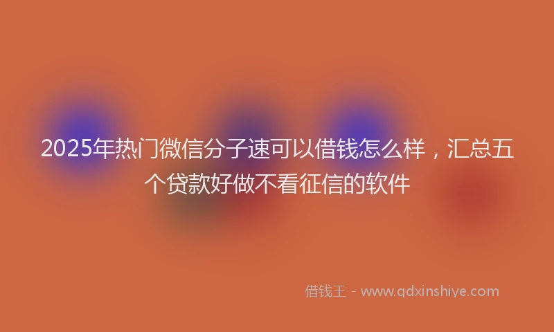 2025年热门微信分子速可以借钱怎么样，汇总五个贷款好做不看征信的软件