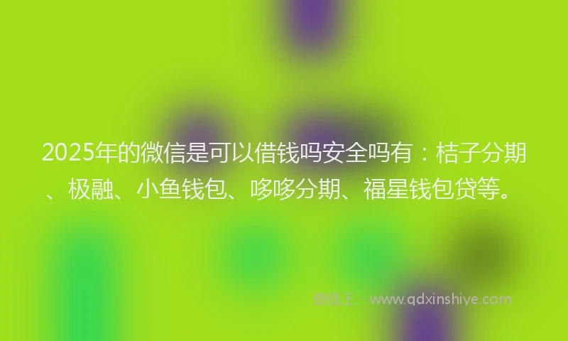 2025年的微信是可以借钱吗安全吗有：桔子分期、极融、小鱼钱包、哆哆分期、福星钱包贷等。