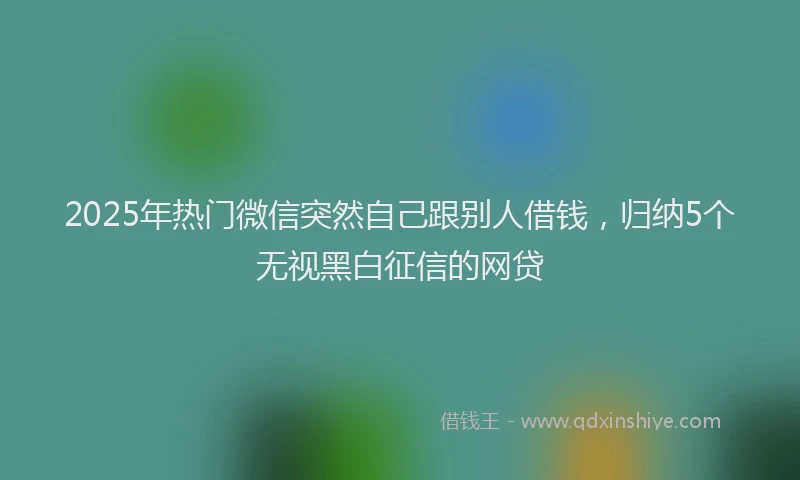 2025年热门微信突然自己跟别人借钱，归纳5个无视黑白征信的网贷