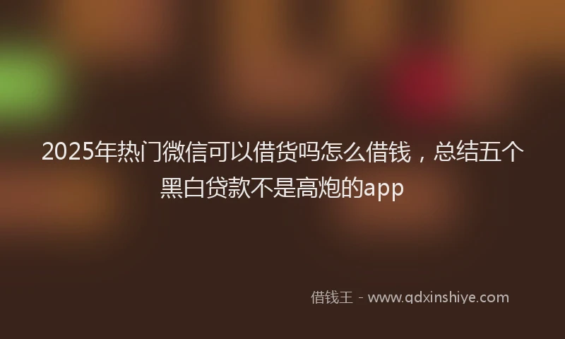 2025年热门微信可以借货吗怎么借钱，总结五个黑白贷款不是高炮的app