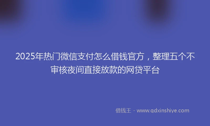 2025年热门微信支付怎么借钱官方，整理五个不审核夜间直接放款的网贷平台