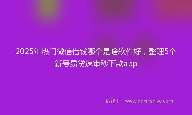 2025年热门微信借钱哪个是啥软件好，整理5个新号易贷速审秒下款app
