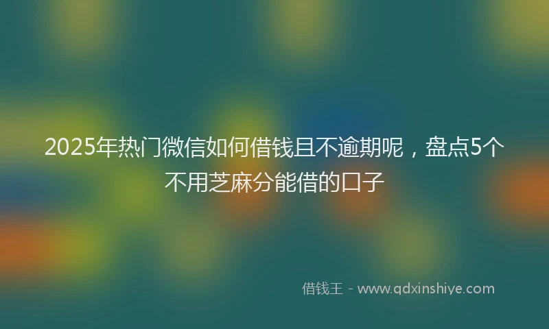 2025年热门微信如何借钱且不逾期呢，盘点5个不用芝麻分能借的口子