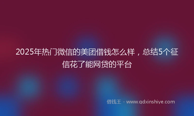 2025年热门微信的美团借钱怎么样，总结5个征信花了能网贷的平台