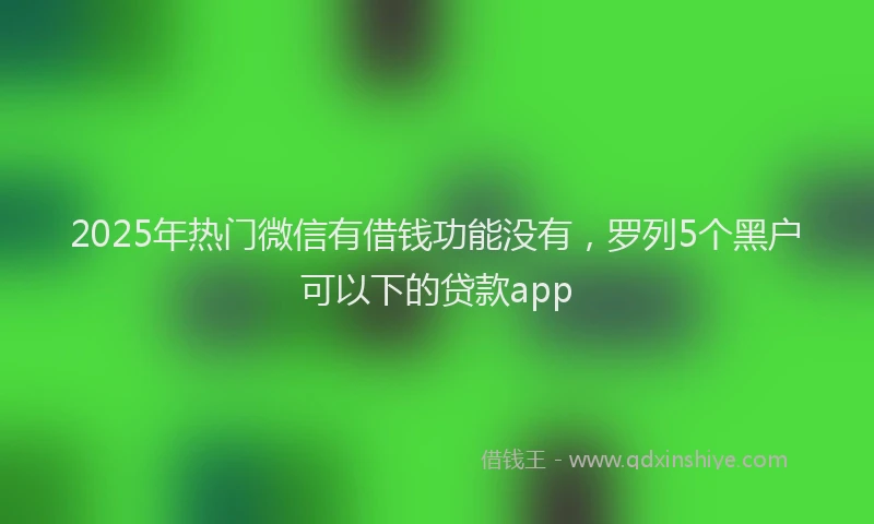 2025年热门微信有借钱功能没有，罗列5个黑户可以下的贷款app