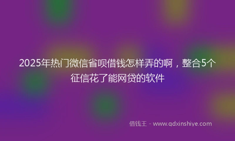 2025年热门微信省呗借钱怎样弄的啊，整合5个征信花了能网贷的软件