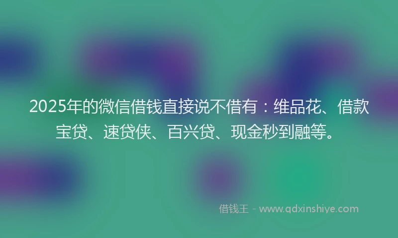 2025年的微信借钱直接说不借有：维品花、借款宝贷、速贷侠、百兴贷、现金秒到融等。