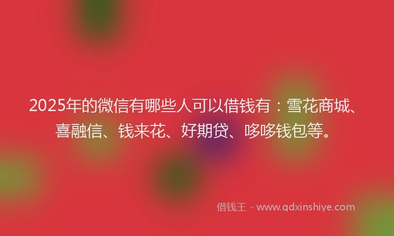 2025年的微信有哪些人可以借钱有：雪花商城、喜融信、钱来花、好期贷、哆哆钱包等。